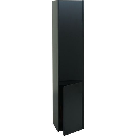 Arredo bagno armadietto alto mobile pensile HHG-630 160x33x28cm MDF melaminico nero (1/5)