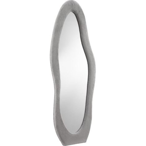 Grand Miroir Plein-Pied Cadre Ondulé en Fausse Fourrure Gris Clair 60x160 cm - PANGIVO (1/5)