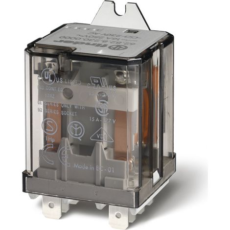 Relais de puissance 2RT 16A 230V AC bouton test et indicateur mécanique AgSnO2 FINDER 628282304040