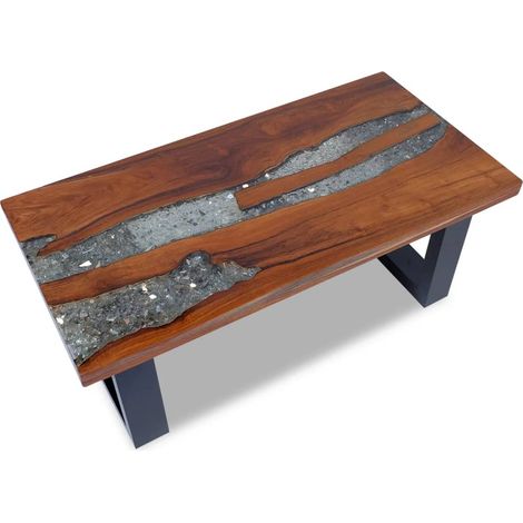 Table basse, Table d'appoint, Design Moderne,Table de Salon Teck Résine 100 x 50 cm XZZ42856126 (1/5)