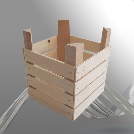 TrAdE Shop Traesio - Cassetta Cassettina Porta Oggetti Legno Quadrata Decorazione 16x16x16 Cm 702109 - Legno Chiaro (1/2)