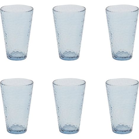 Lot de 6 Verres à Eau "Martelé" 34cl Bleu Fumé (1/3)