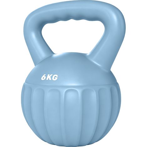 Kettleball 6 kg, haltère lesté de sable pour débutant, musculation à domicile, 17 x 17 x 23 cm, bleu. (1/5)