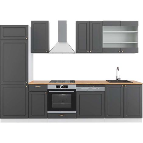 Cuisine Fame-Line, Anthracite-or/blanc, 300 cm , PT Chêne, Vicco