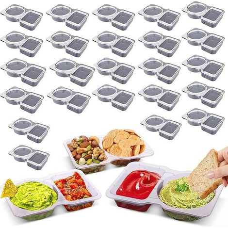 Boîtes de conservation avec couvercles pour sauce, petites, en plastique, lot de 25