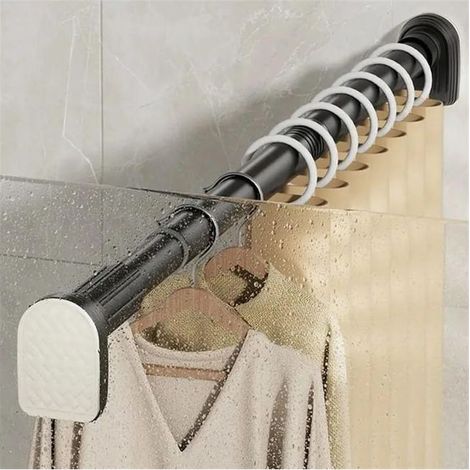 Tringle à vêtements réglable sans perçage – barre de rideau de douche, tringle télescopique – 115–135 cm (1/5)