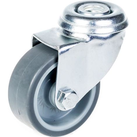 Rolle - Gummi - Drehbar - Durchmesser 50mm - Tragfähigkeit 40kg - Befestigung mit Loch