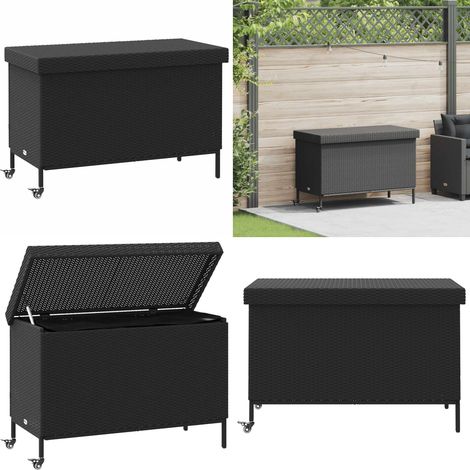 vidaXL Gartentruhe mit Rollen Schwarz 110x55x73 cm Poly Rattan (1/5)