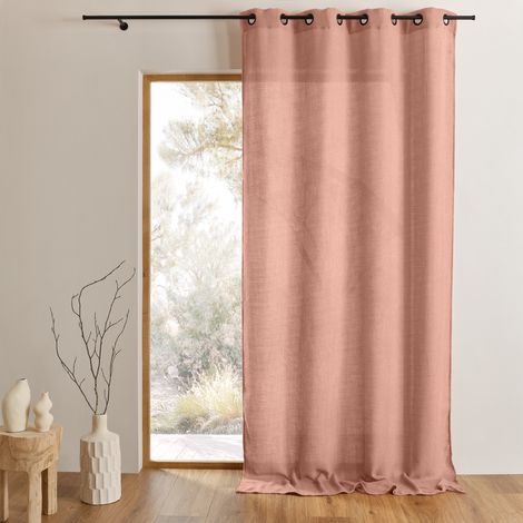 Rideau fils épais et flammés style naturel Vieux rose 140x260 cm (1/4)
