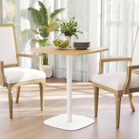 Table manger carrée 2 personnes plateau effet bois base carrée 60x60x75 cm naturel, petit (1/5)