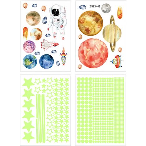 Autocollant Fluorescent Astronaute 20x28CM - Décoration Enfants Chambre Étoiles et Espace Lumineux (1/5)