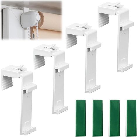 4 Pièces Support À Pince Long Pour Stores Enrouleurs Doubles, Support De Serrage Universel Avec Rail Support En Tissu Séparé Fixation Store Sans Percage Pour Stores Enrouleur Duo Stores Vénitiens (1/5)