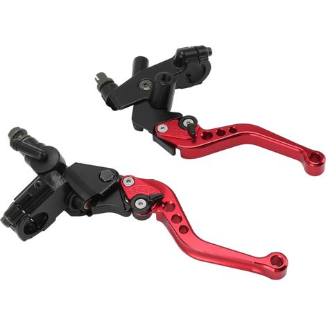 Levier de frein et d'embrayage moto, pompe maître-cylindre hydraulique avec réservoir, kit de remplacement pour Suzuki, rouge, paire (1/5)