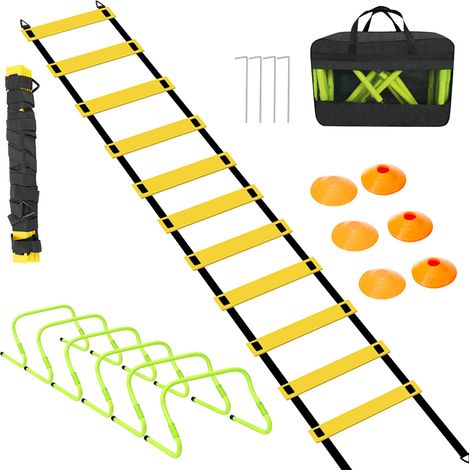 Wolketon Ostacoli di coordinazione regolabili Kit per l'allenamento dell'agilità Scala di coordinazione Perni di marcatura