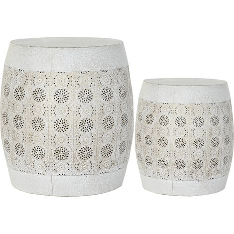 Table d'appoint élégance vieillie blanche et dorée - Blanc vieilli effet doré (1/3)