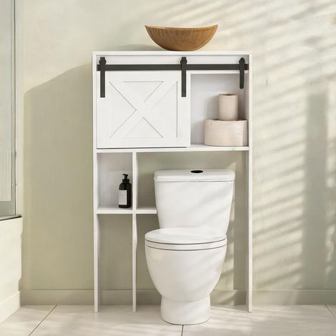 Meuble de salle de bain blanc en MDF 80 x 17 x 128 cm (1/5)