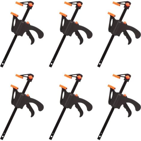 RHG Lot de 6 Serre-joints en Forme de F, Serre Joint avec Serrage Rapide et Facile, Outils à Main pour Menuiserie, Porte en Bois(4pouces)