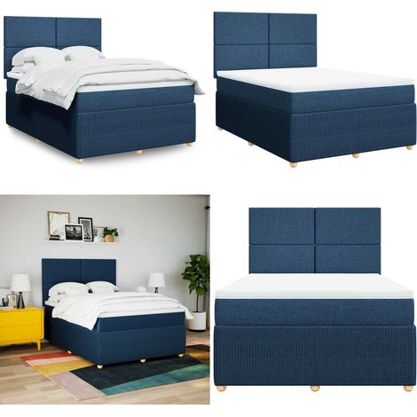 Giroletto a Molle con Materasso Blu 140x190 cm in Tessuto - Materasso a molle insacchettate - Letto a molle