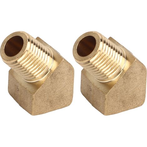 Raccord coudé 45° en laiton massif 8mm filetage intérieur - Adaptateur tuyau gaz air eau 2 pièces (1/5)