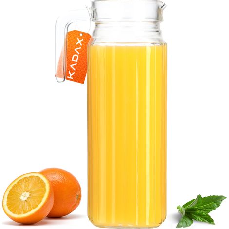 KADAX Krug, Glaskanne, Glaskrug aus robustem Glas, Wasserkrug 1.1L