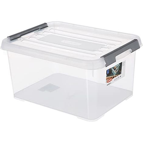 Scatola portaoggetti allibert handy plus 15 l trasparente clip grigie (1/3)