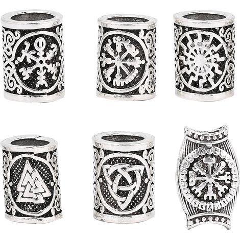 Perles à barbe vintage 6 pièces, perles de tissage pour dreadlocks, bijoux à faire soi-même, accessoires de coiffure, bracelet DIY, lot de perles décoratives (1/5)
