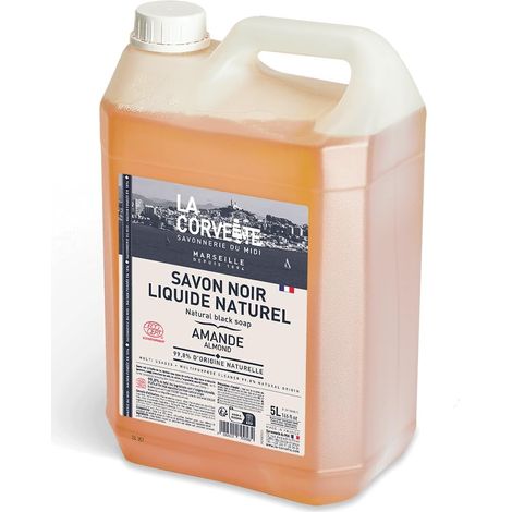 Savon Noir Liquide AMANDE à l'Huile de Lin - Nettoyant Multi-Usages - Dégraissant et Détachant - 5L - ECOCERT Ecodétergent (1/5)