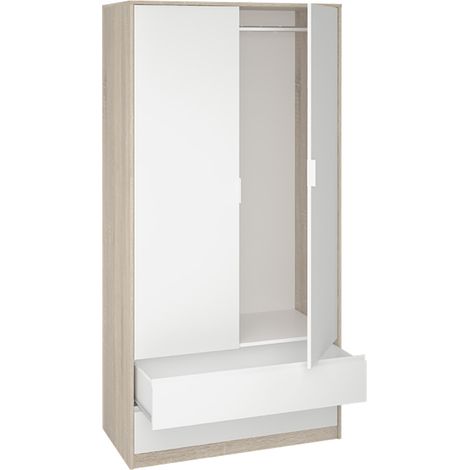 Armoire placard / meuble de rangement coloris chêne cortez / blanc - Longueur 100 x Hauteur 200 x Profondeur 50 cm (1/3)