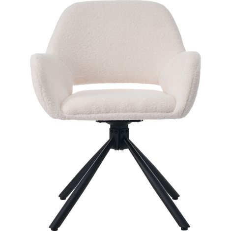 Set di 6 sedie da pranzo girevoli in tessuto Sherpa bianco con braccioli MODENUIT (1/5)
