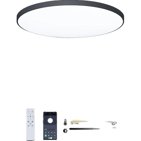 Plafoniera, controllo intelligente, dimmerabile, design moderno, nera (37 cm) (1/2)