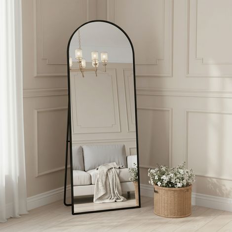 Miroir sur Pied 160 x 50 cm - Grand Miroir avec support réglable - Miroir mural avec un design en arche