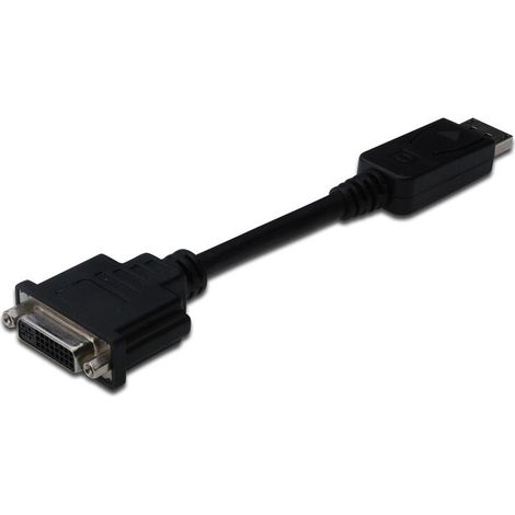 Cable adaptador DIGITUS DisplayPort - DisplayPort / DVI 0,15 m (con bloqueo, DP 1.1 comp., CE, negro, AK-340401-001-S) (1/4)