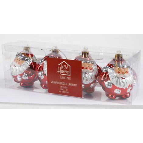 12x 4er Set Nikolaus-Kugeln Weihnachtsmann Dekoration Tannenbaum 7cm 48 Stück (1/4)