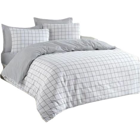 Set da letto - 1 copripiumino 220 x 240 cm + 2 federe 60 x 60 cm - 65% cotone, 35% poliestere - Grigio (1/5)