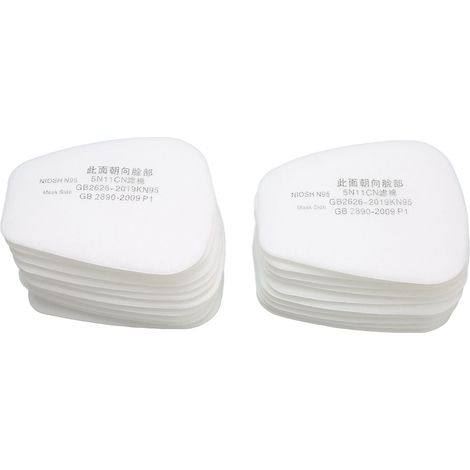 20 pièces Filtres Respiratoire Coton Anti-Poussière Universel Compatible Masque Gaz Séries 6200 6800 7502 (1/5)