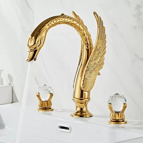S-giant Ensemble de Robinetterie de Lavabo de Salle de Bain au Style Élégant et Opulent, Installation sur Plan Vasque, Mitigeur Mélangeur pour Lavabo avec Eau Chaude et Froide, Inspiré par l'Élégance (1/5)