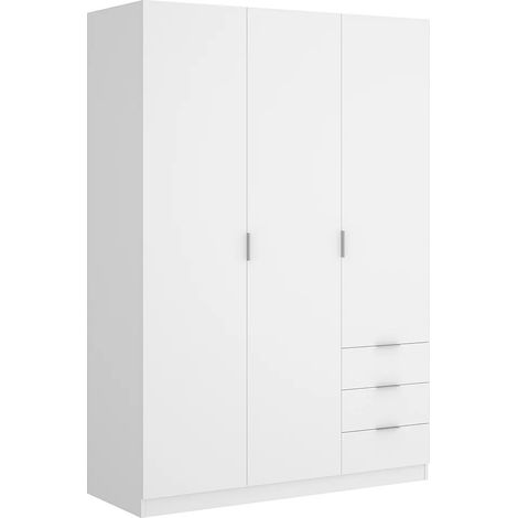 Armadio 3 ante e 3 cassetti L121 cm Bianco - LISTOWEL (1/5)