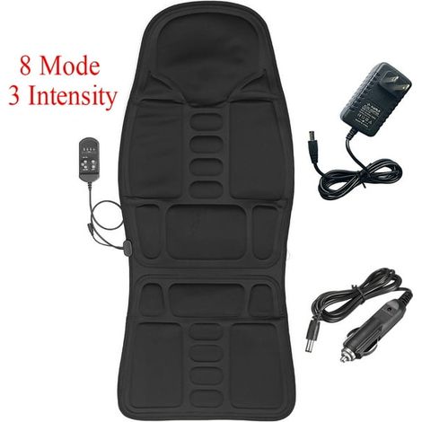 Coussin de massage électrique portable 8 modes 3 intensités pour voiture/maison chaise siège dos corps complet vibration chaleur pétrissage roulement (1/5)