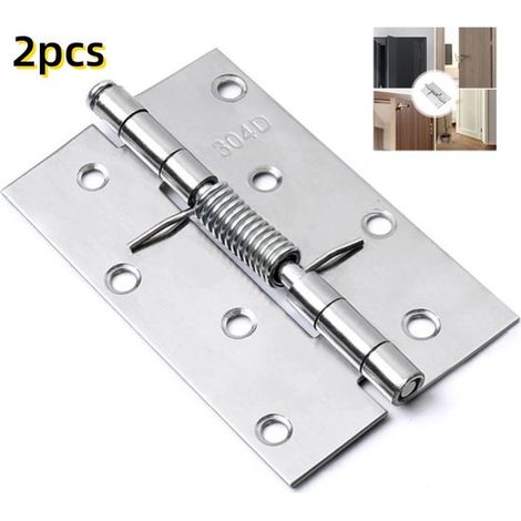 Confezione da 2 cerniere per ante a chiusura automatica con meccanismo a molla, in acciaio inox, per mobili, viti non incluse (10 cm) (1/5)