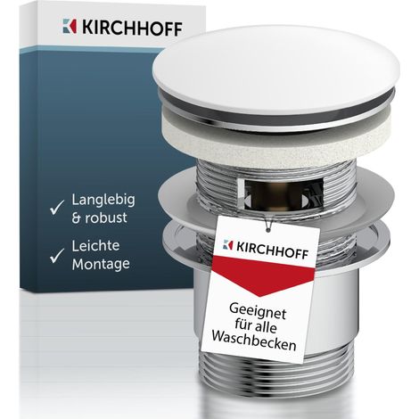 Design-Ablaufventil, Kappe Weiß, 1 1/4" x 65 mm, mit Überlauf (1/5)