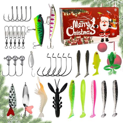 Weihnachts-Adventskalender, Angelköder-Set, Countdown-Box für echtes Angelzubehör, Weihnachts-Angelköder-Set, Angel-Adventskalender-Set, Angelköder-Geschenkbox, Weihnachts-Adventskalender für Angler (1/5)