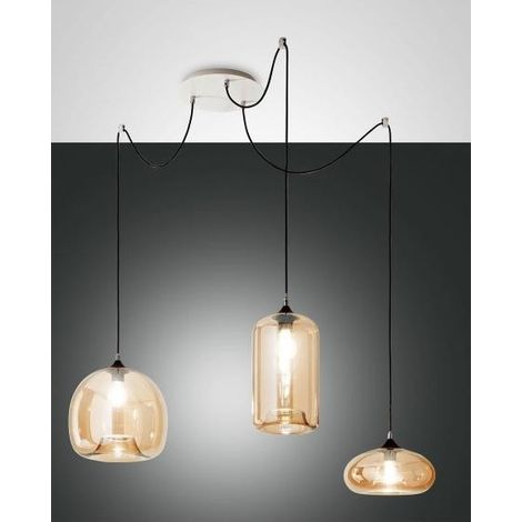 Fiona Sospensione Ambra Collezione FIONA Lampadario 3 Luci Vetro Soffiato 300 Cm (1/3)