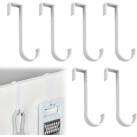 6PCS Crochets pour Rebord de Porte et Radiateur Sèche Serviette, Aluminium Antirouille Patères Salle Bain Sans Perçage, Accroche Serviettes Multifonction Barres -