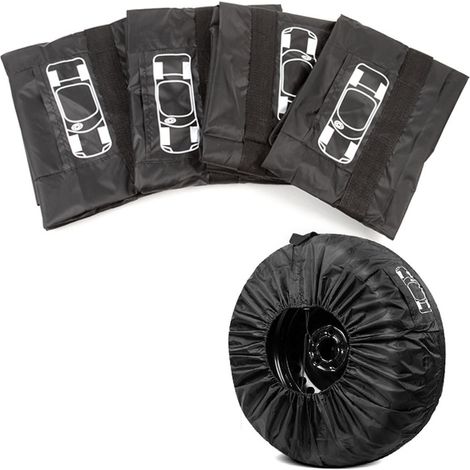 (S) Jeu de 4 protections de pneus noires de haute qualité, pour tous types de pneus jusqu'à 6 pouces