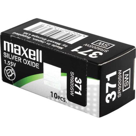 MAXELL MICRO PILAS PLANAS ÓXIDO DE PLATA 1,55V - SR0920SW 371 CAJA 10U (1/3)