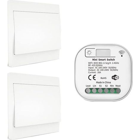 RF433 WiFi Wireless Remote Control Light Switch Kit 2 Switches & 1 Receiver (1/4)