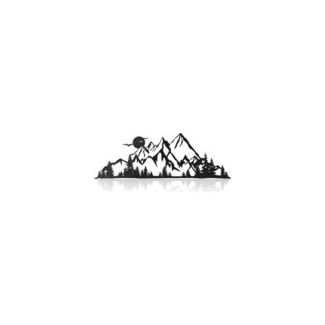 Muraen Metall-Wandbild „Berglandschaft“ 40 x 13,5 cm, Sonnenuntergang und Waldszene, minimalistische Metall-Wanddekoration für Wohnzimmer, Schlafzimmer, Büro (Berge und Wälder) - Crezuo