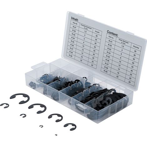 Surtido de anillos de retención tipo E BGS 1,5 - 22 mm 300 uds. - 8039 (1/3)