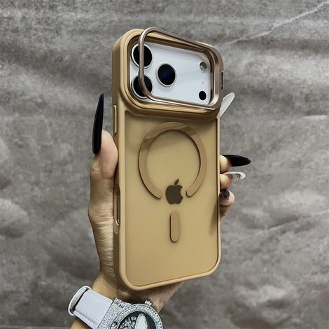 (iPhone 16 Pro Max, Or) Coque de téléphone magnétique semi-transparente mate pour iPhone, compatible MagSafe.