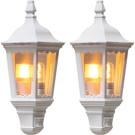 2er-Set weiße Wandleuchten Halbschale Bewegungsmelder, FIRENZE, E27, Aluminium (1/4)